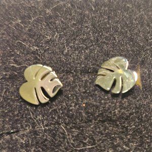 Stainless steel leaf post earrings